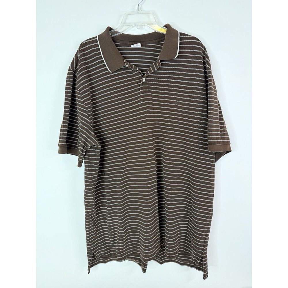 Brooks Brothers Polo Shirt Men's 2XL Striped 346 100%‎ Cotton Original Fit Brown